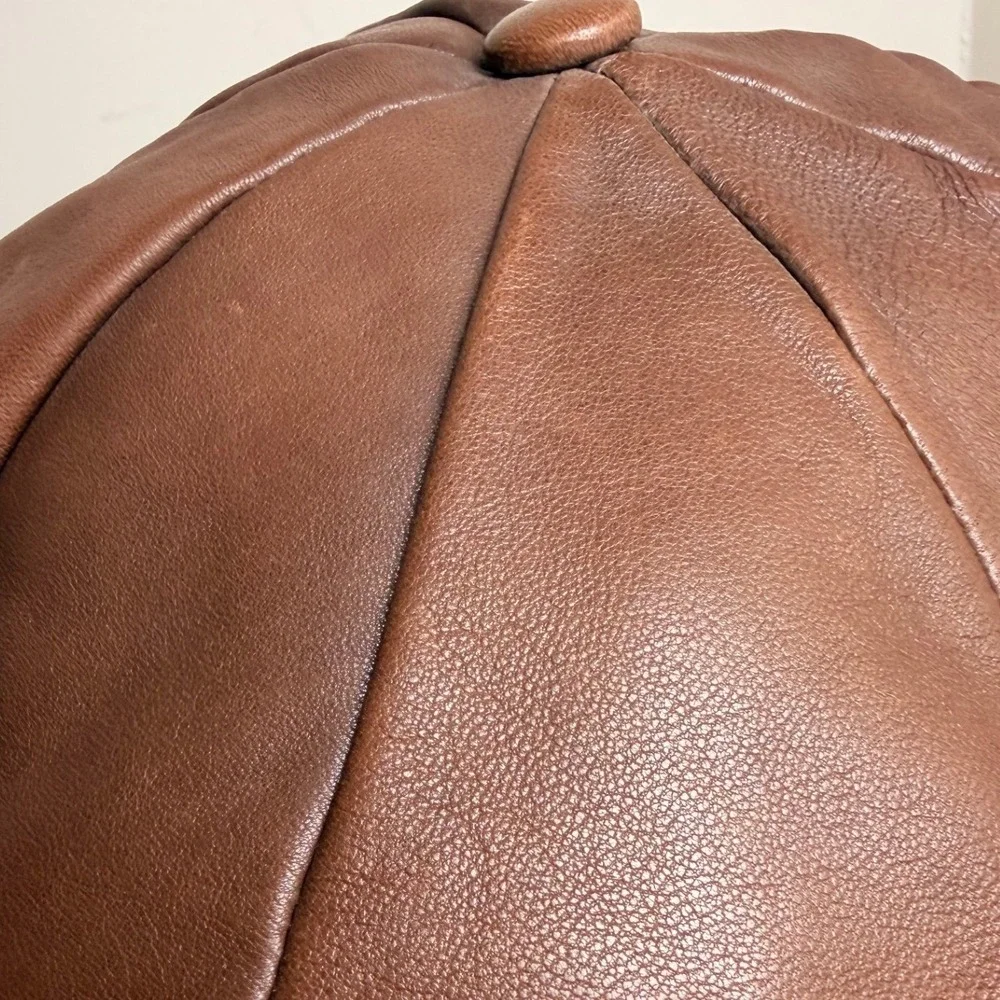 Vintage Dobbs Fifth Avenue Leather Newsboy Baker Boy Cap Brown USA M - Picture 10 of 16